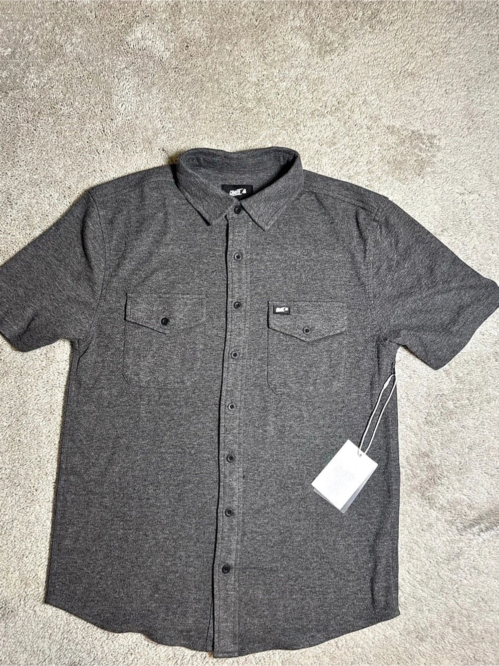 Ghost Short Sleeve Button Down in Gray Size Medium NWT